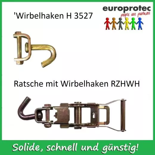 Radsicherungsgurt mit Wirbelhaken LC 1500/3000daN - 2,5m lang mit Grippschlauch