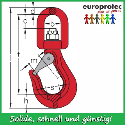 Wirbelhaken mit Scheibe Nenndicke 7mm - Tragfhigkeit 1.500kg