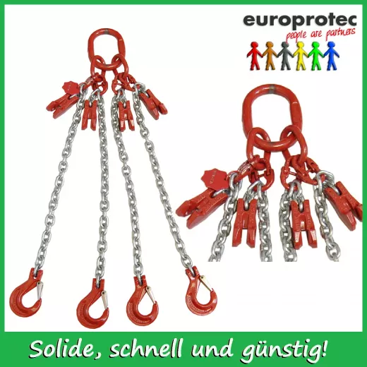 Kettengehnge 4-Strang - Nenndicke 22mm  - Kette verz. - Tragfhigkeit bis 31,5t - verkrzbar