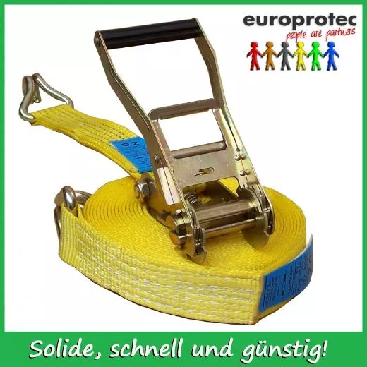 10 St. Zurrgurte 2500/5000daN - 8m - mit Spitzhaken und Ratsche