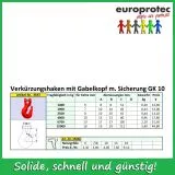Verkrzungshaken GK 10 mit Gabel - mit Sicherung ND 13mm
