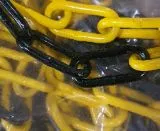 Absperrkette aus Kunststoff 8 x 48mm - Schwarz/Gelb - 30m Bund