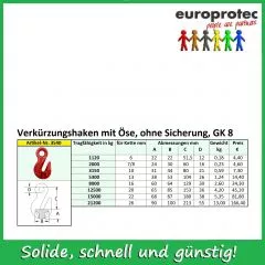 Verkrzungshaken mit se GK 8 - ohne Sicherung - Nenndicke 7/8mm