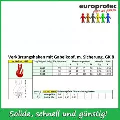 Verkrzungshaken GK 8 mit Gabel - mit Sicherung ND 10mm