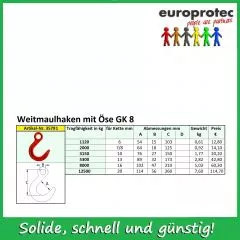 Weitmaulhaken/Giessereihaken/Containerhaken mit se - GK 8 - ND 20mm