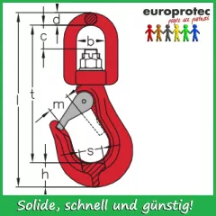 Wirbelhaken mit Kugellager Nenndicke 6mm - Tragfhigkeit 1.120kg