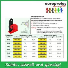 Hebeklemmen fr den horizontalen Transport - 2000kg Paar - Greifbereich 0-60mm