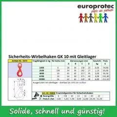 Sicherheits-Wirbelhaken - GK 10 - mit Gleitlager - fr Kette 13 mm, Tragfhigkeit 6700kg