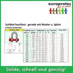 Schkel gerade - hochfest - mit Mutter und Splint 1 3/8 - 13500kg